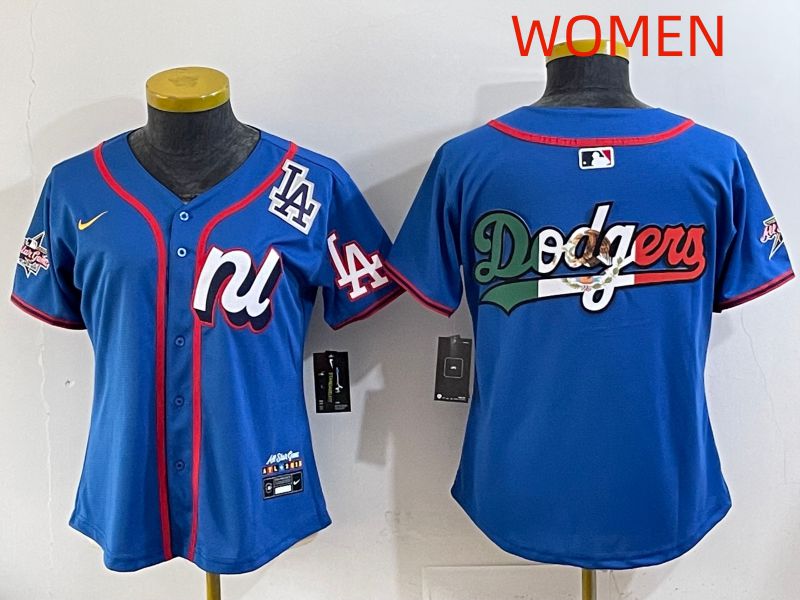 Women 2025 Los Angeles Dodgers Blank Blue All star Nike MLB Jersey style 04